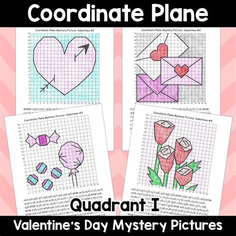 Valentine's Day Coordinate Plane Mystery Graphing Pictures in Quadrant ...