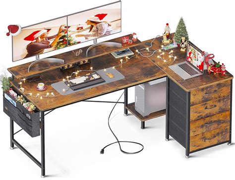 KKL 63 inch L Shaped Computer Desk with USB Charging India | Ubuy