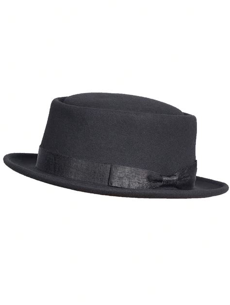 HIMESPORT Sombreros fedora de fieltro 100% de lana negra con borde ...
