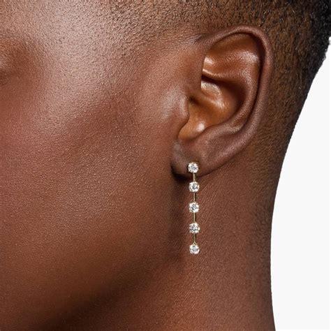 Lab Grown Round Diamond Line Drop Earrings in 14K Yellow Gold (2 Ct. Tw.)
