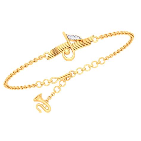 18KT Musical Note with Trumpet Gold Braclet | Diamond Collection | PC ...