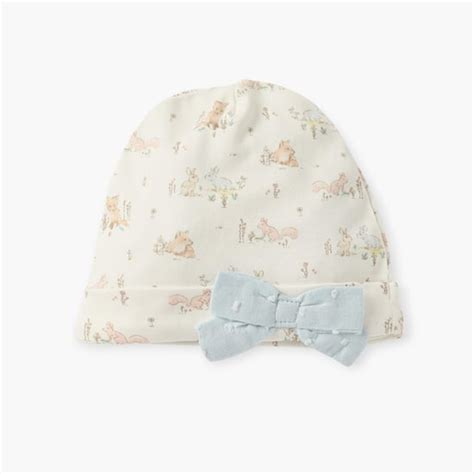 Giggles Printed Beanie with Bow Accent