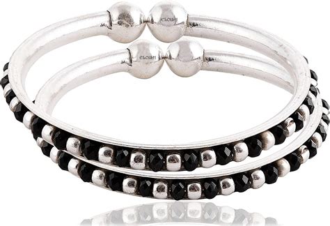 Buy ELOISH Bangles 92.5 Sterling Silver Bangle Set for Children. 92.5% ...