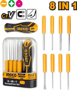 INGCO 9 Pcs Interchangeable Screwdriver Set Combination Screwdriver Set ...