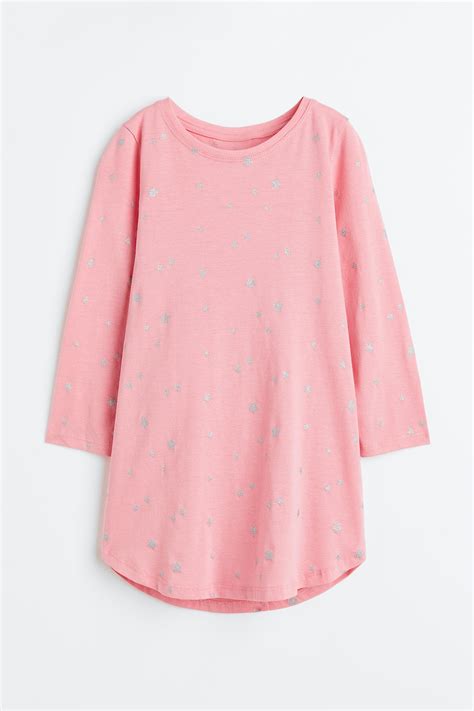Long-sleeved printed nightdress - Light pink/Stars - Kids | H&M IN