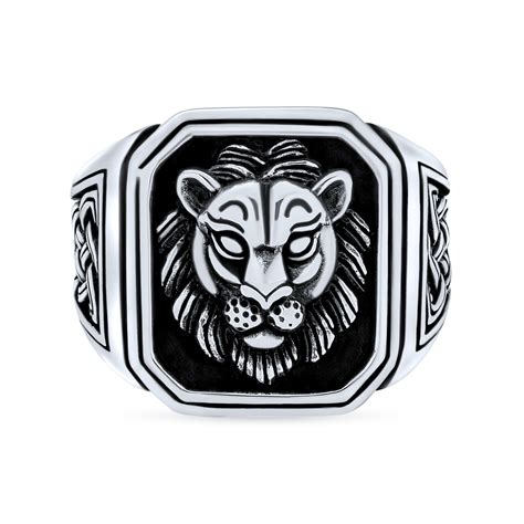 Buy Mens King of Jungle Mane Lions Head Ring Solid .925 Sterling Silver ...