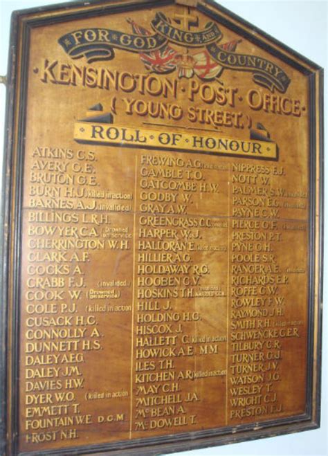 Kensington Young Street - War Memorial | Royal Mail Group Ltd