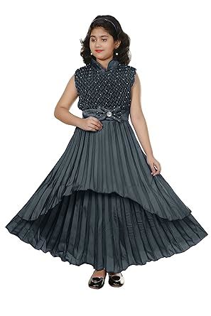YVR Girls Maxi Dress (YVR0084_Grey_2 Years-3 Years) : Amazon.in ...