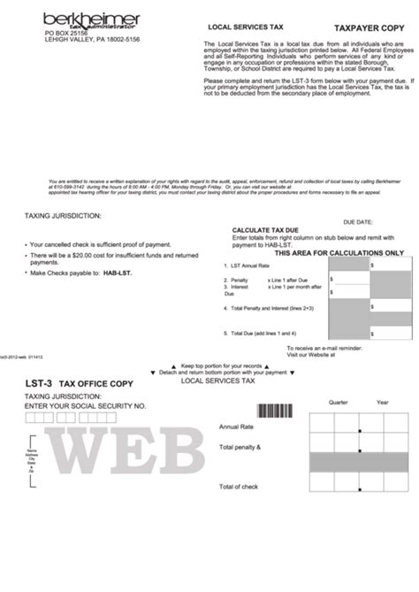 Form Lst-3 - Local Services Tax printable pdf download