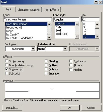 Word Superscript Tutorial 的图像结果