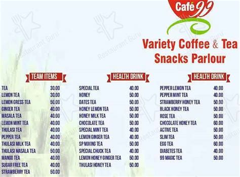 Menu at Cafe 99 Appam Corner, Bengaluru