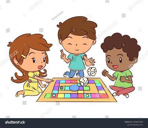 Children Playing Board Game Vector Illustration Stock Vector (Royalty ...
