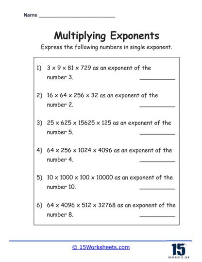 Image result for Multiplying Exponents Worksheet
