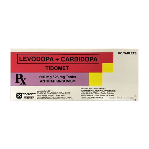 TIDOMET Levodopa / Carbidopa 250mg / 25mg Tablet 100's price in the Philippines | MedsGo Pharmacy