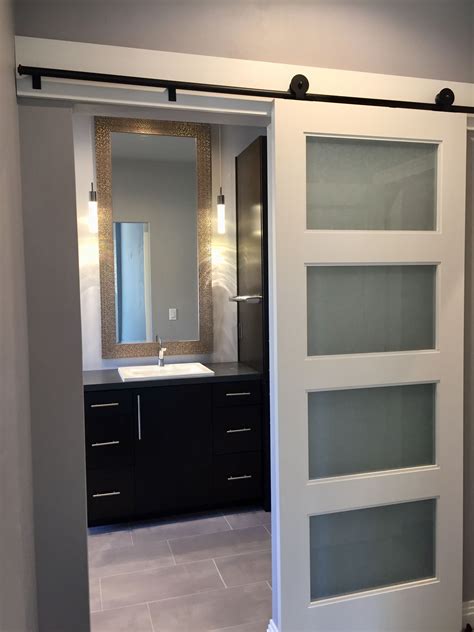 modern bathroom barn door