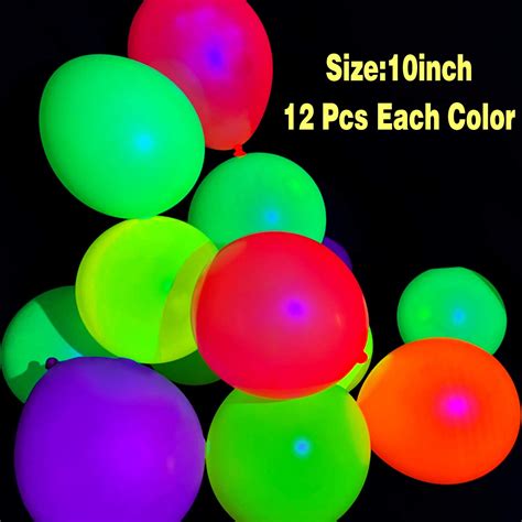 Buy Neon Glow Party Balloons, Glow in the Dark Balloons 10 Inch UV ...