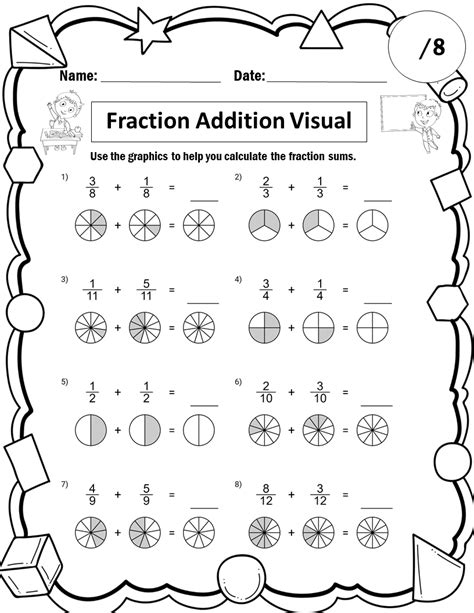 Image result for Adding Fractions Visual Worksheet