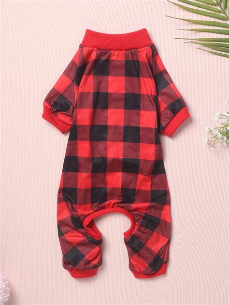 1pc Polyester Plaid Thin Pajamas Pets Apparel Suitable For Small Teddy ...