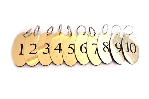 OriginDesigned Key Fobs, Key Tags, Key Rings, Numbered 1 to 10 - Gold ...