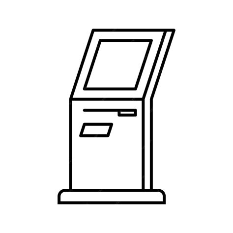 Line drawing of an interactive kiosk or self-service terminal | Premium ...