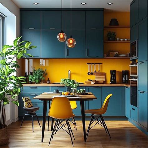 6+ Inviting Teal and Yellow Small Kitchen Furniture Ideas for a ...