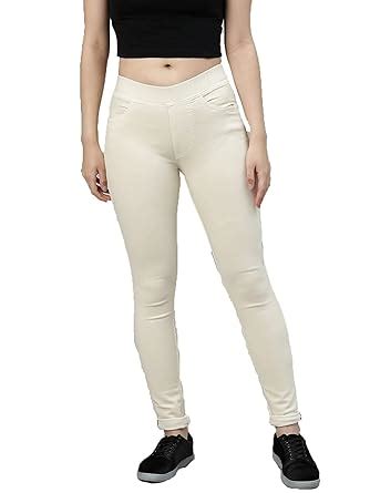 ADBUCKS Women's Slim Fit Beige Mid Rise Jeggings 30 : Amazon.in: Fashion