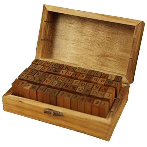 Buy Stamp 70 PCS Retro Vintage Symbol Craft Number Wooden Set DIY ...