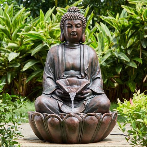 Buy Cascade Polyresin Buddha in Lotus Fountain - 56x88cm from Home ...