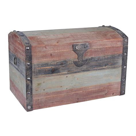 Household Essentials Large Wooden Storage Trunk Weathered Wood with ...
