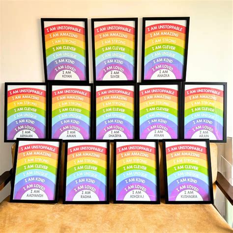 Rainbow Themed Daily Positive Affirmations Personalised Wall Art (Fram ...