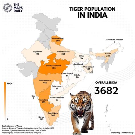 India’s tiger population has seen a remarkable... - Maps on the Web