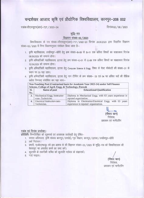 Circular | Chandrashekhar Azad University of Agriculture and Technology ...