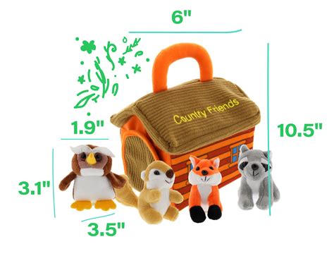 Buy Plush Woodland Animals with Country House Carrier for Kids- 5pc ...