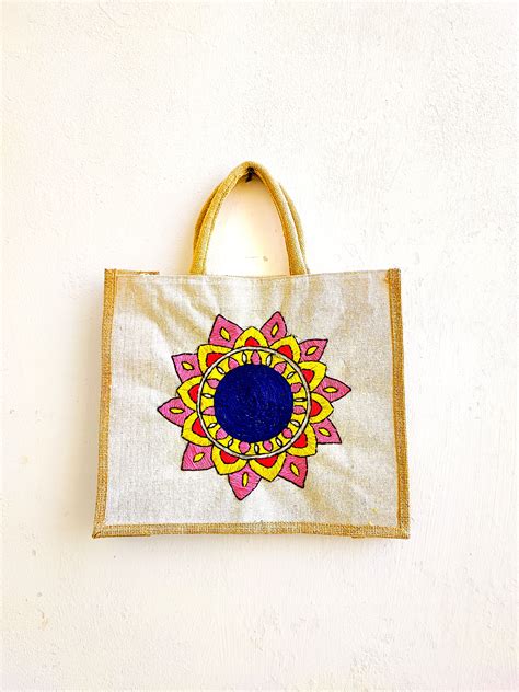 Mandala Art Jute Tote Bag (Hand Embroidered) – Comic Tree