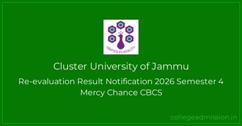 Cluster University of Jammu: Re-evaluation Result Notification 2026 ...