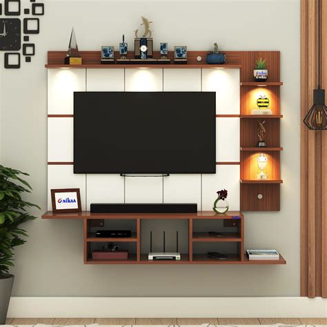 Anikaa Charley Engineered Wood Wall Mount Striped PVC Back Panel TV ...