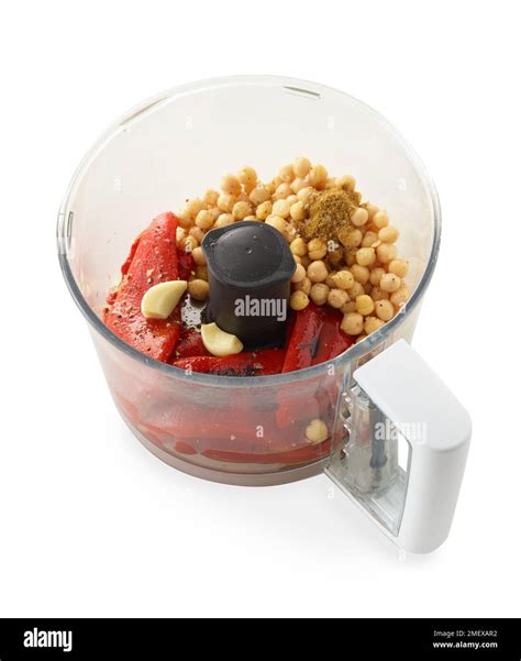 Red pepper hummus Stock Photo - Alamy