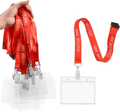 Povxlum 30pcs Visitor Badge Lanyard with Clips ID Card Holder, Lanyards ...