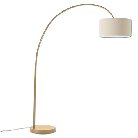 West Elm Overarching Linen Shade Floor Lamp in Antique Brass - AptDeco