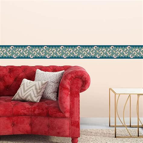 Asian Paints EzyCR8 Circular Geometry - Teal Wall Border Sticker Roll ...