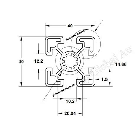 Global Aluminum Extrusion Profiles - 20x20 T/V Slot Aluminium Extrusion ...