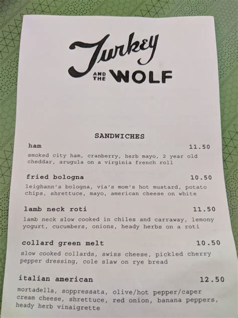 Turkey In The Wolf Menu at Milla Stelzer blog