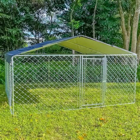 Buy Onesaimei Large Outdoor Metal Dog Kennel with UV & Waterproof Cover ...