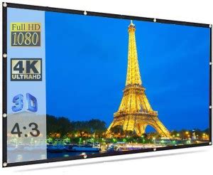 Moiz 150" Inch Projector Screen (Foldable) 10 x 8 Feet 4:3 Ratio 3D UHD ...