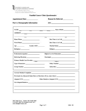 Fillable Online SJMC Familial Cancer Clinic Questionnaire for Womendoc ...