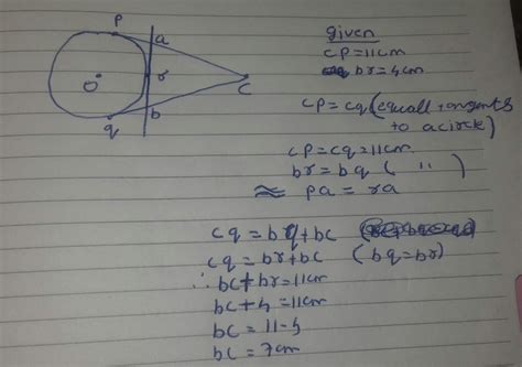 Cp and cq are tangents from an external point c to a circle with centre ...