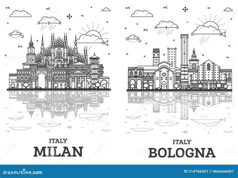Bologna Cityscape Line Art Vector Illustration | CartoonDealer.com #284837318