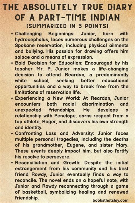 The Absolutely True Diary of a Part-Time Indian Summary, Characters and Themes