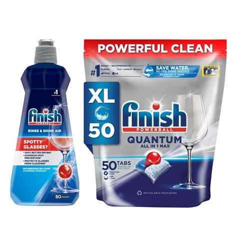 Finish 50 Tablets, Powerball Quantum All in 1 Max Dishwasher Tabs ...