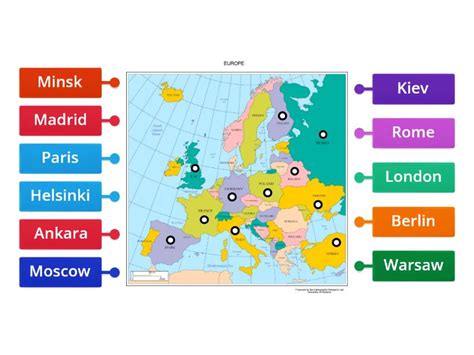 Countries and their capitals - Labelled diagram